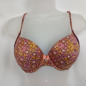 VICTORIA SECRET Floral Pink Yellow  Summer Full Coverag Feminine Sexy Pushup Bra